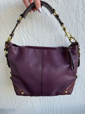 Coach 10615 rare vintage purple leather Carly hobo bag y2k